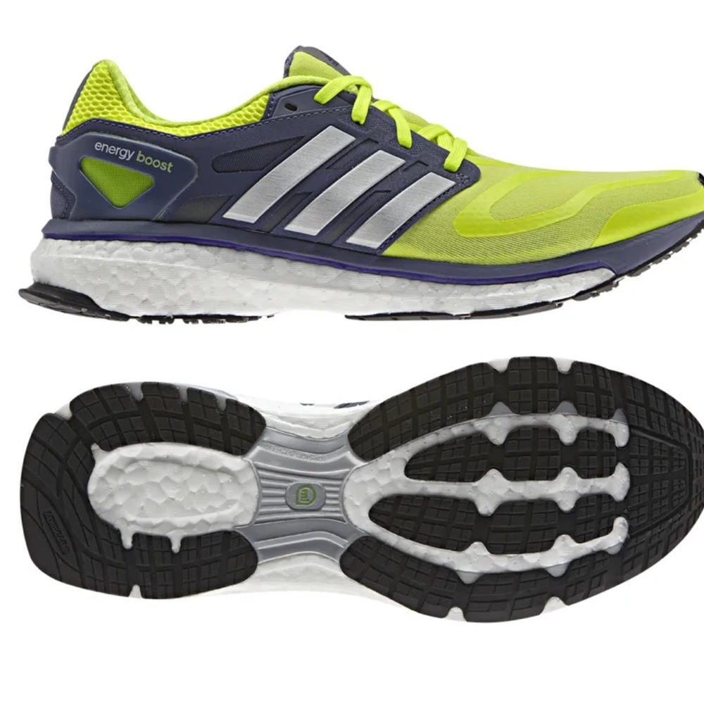 adidas Energy Boost style in neon yellow, NEW in original box, never worn